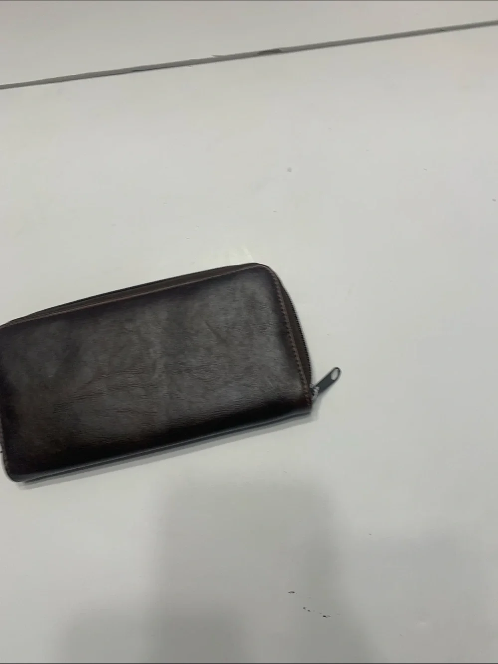 Mens Zip-Around Leather Wallet in Dark Brown